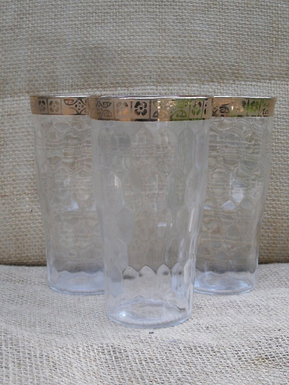 Vintage West Virginia Glass Optic 22K Gold Drink Glass Set of 3 - Picture 15 of 15